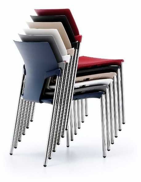 Cadeira de escritório preta empilhável - 8 Unid