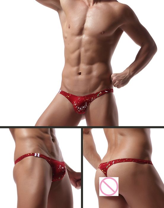 Męskie Bawełniane Stringi z Kolorowym Wzorem Graffiti - XXL