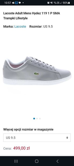 Trampki Lacoste r.37.5 szare