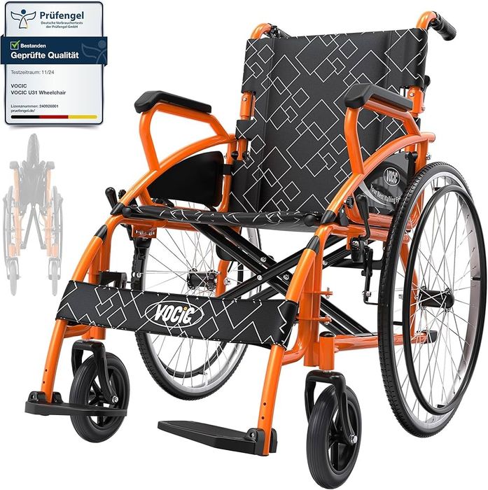 Wózek inwalidzki lekki składany 61 cm