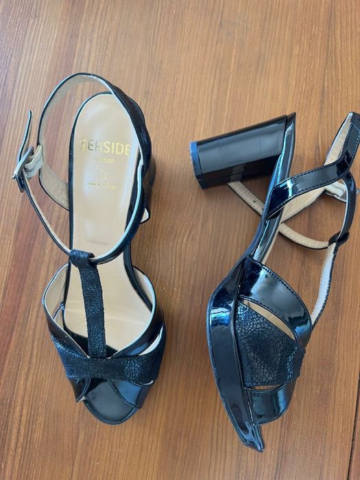 Sandálias salto preto verniz Seaside 37