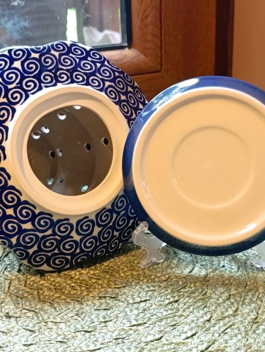 Lampion ceramiczny Boleslawiec duży Manufaktura Bolesławiec