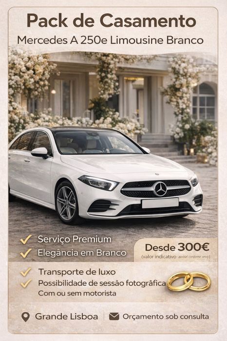 Transporte Premium para Casamentos/ Mercedes/Audi Q4 S-line e Fiat 500