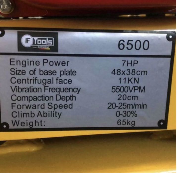 Placa vibratoria a gasolina 6.5cv 65kg