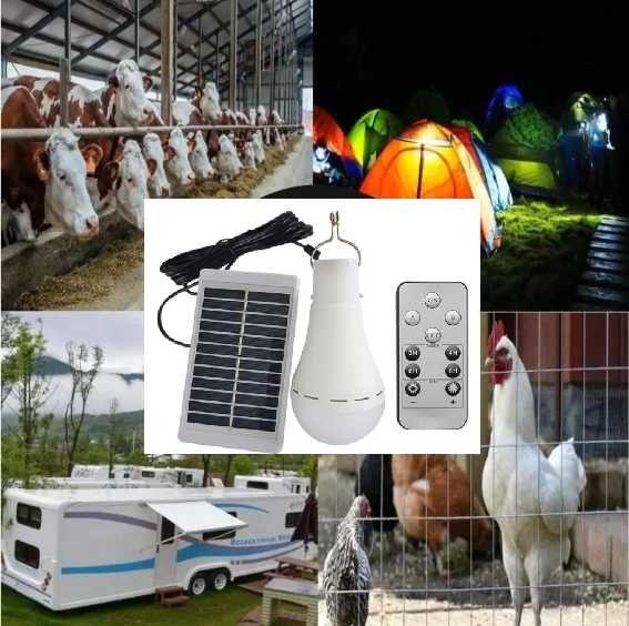 Lâmpada LED carregada por energia solar.