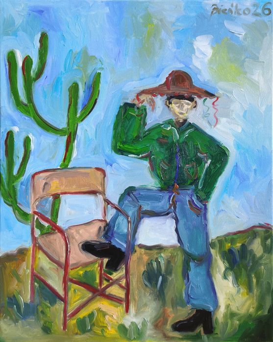 Obraz abstrakcja surrealizm Cowboy western Boho japadni vintage retro stylowy artdeco