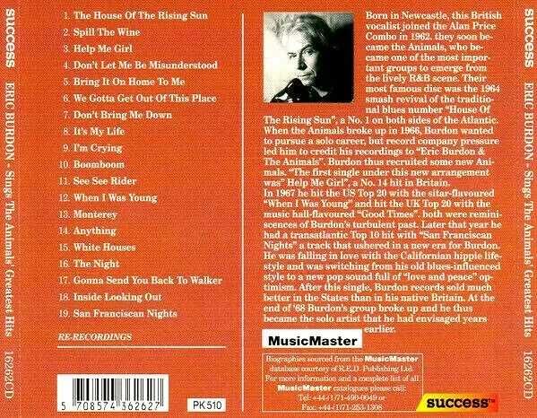 Eric Burdon Sings The Animals Greatest Hits - CD