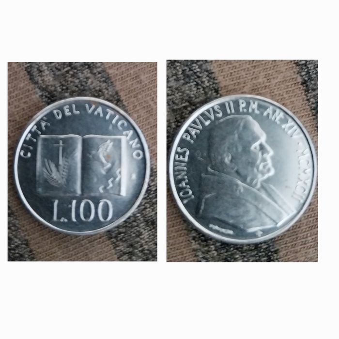 moeda L 100 vaticano 1992