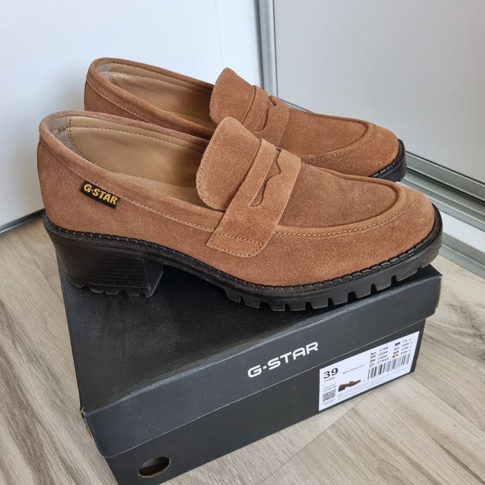 G-Star Raw  skórzane zamsz Janelle -01 Brązowy