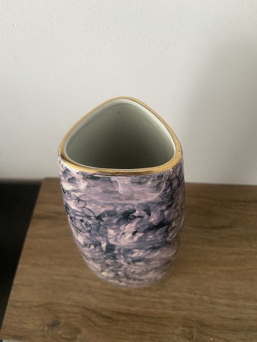 Wazon New Look Trójkąt Wałbrzych | Marmurek z Iryzacją 26cm PRL