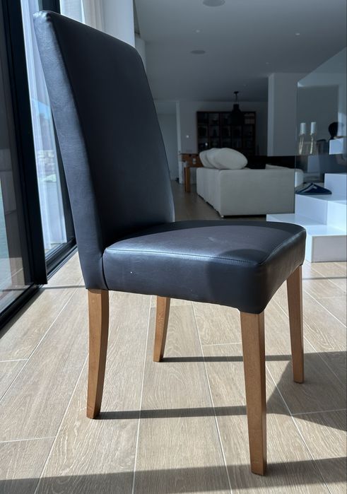 8 cadeiras de sala madeira, castanho e beje e castanho