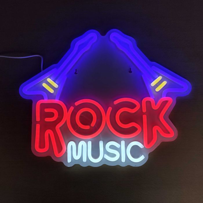 Sinal de Luz Néon Rock Musica Guitarra