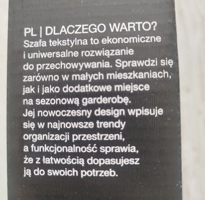 Szafa tekstylna składana