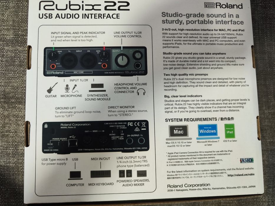 Roland Rubix22 – Interface de Áudio USB 2 In / 2 Out – Como Nova