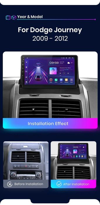 Rádio Android Junsun Dodge Journey 2009 a 2012 CARPLAY 9" GPS 2/32gb SELADO