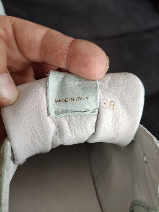Buty skórzane sneakersy miętowe włoskie 38