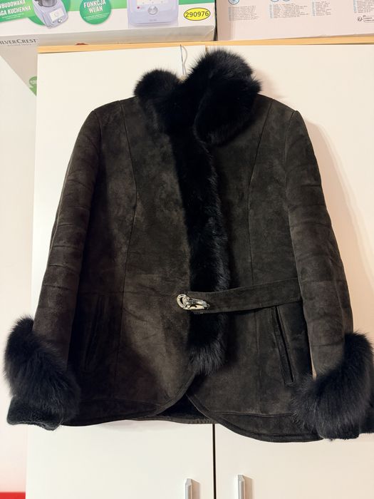 Vintage kożuch  naturalny damski- Ciepły, taliowany