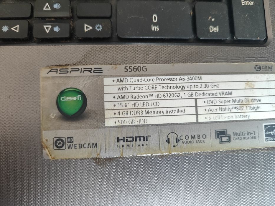Ноутбук Acer aspire 5560G на запчастини або відновлення.