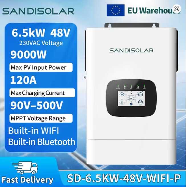 Magazyn energii LiFePO4 16kWh 48V 314Ah JK BMS V19 200A 2A Active Balance + Falownik Hybrydowy 6.5kW Off Grid On Grid PV