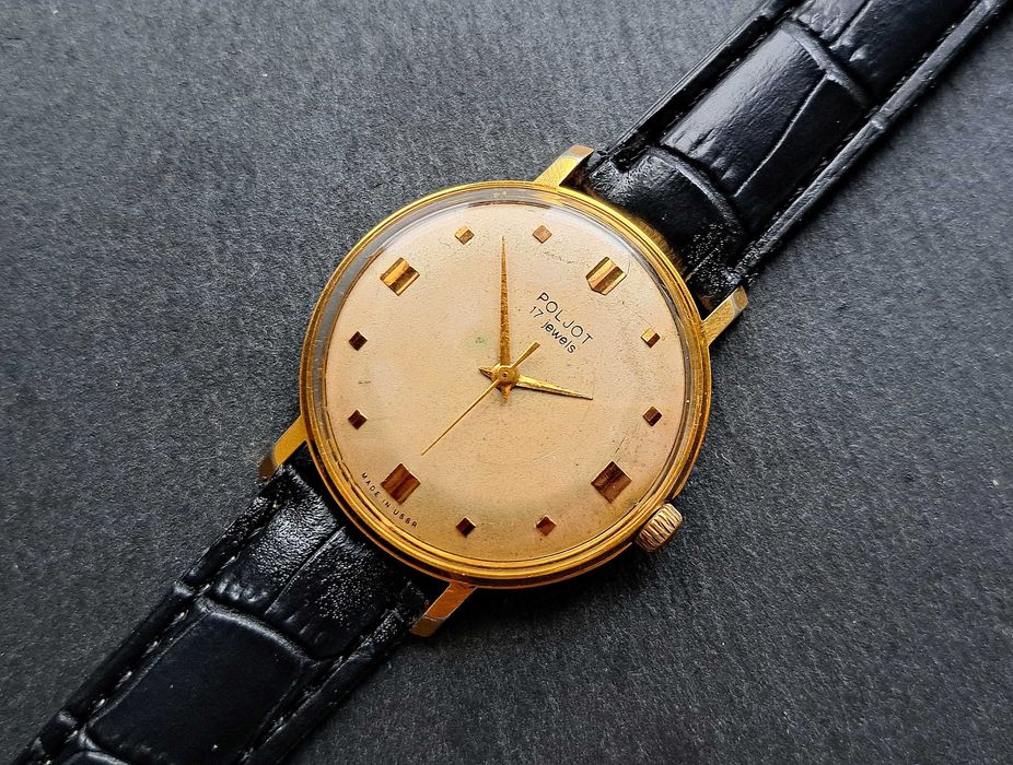 Poljot radziecki zegarek vintage powłoka złoto Au20
