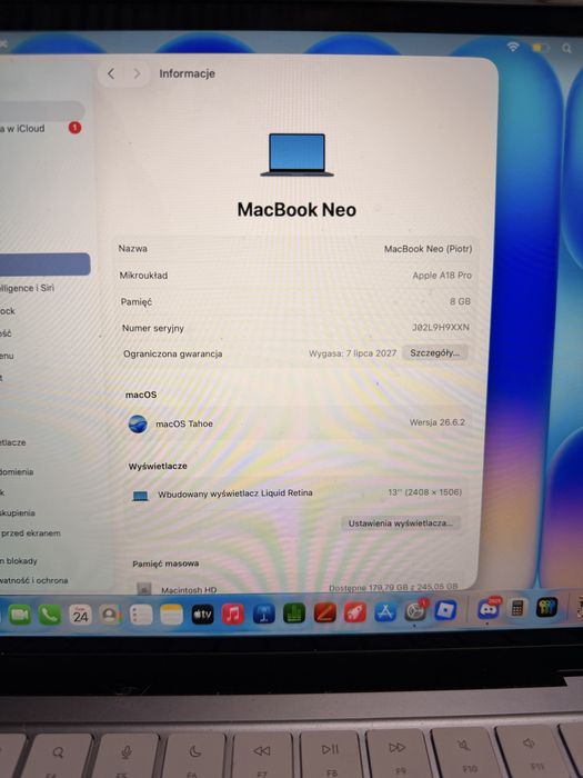 Apple MacBook Neo 13” A18 Pro | 8 GB RAM | 256 GB SSD | Gwarancja