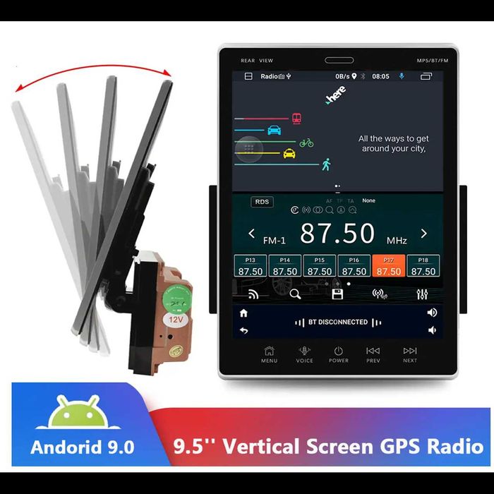 D46- Auto rádio Vertical Universal android 10.0 1gb ram 16gb tela 9.5
