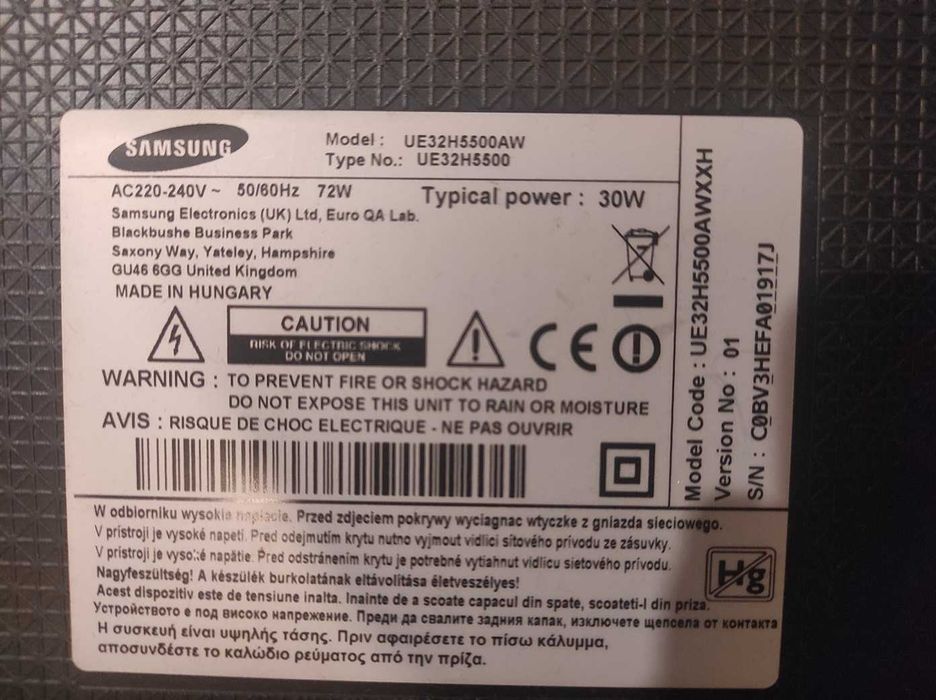 SAMSUNG UE32H5500, zasilacz, płyta, logika, części.
