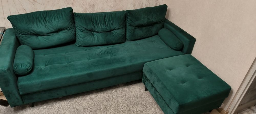 Kanapa sofa narożnik rogówka zielona butelkowa zieleń