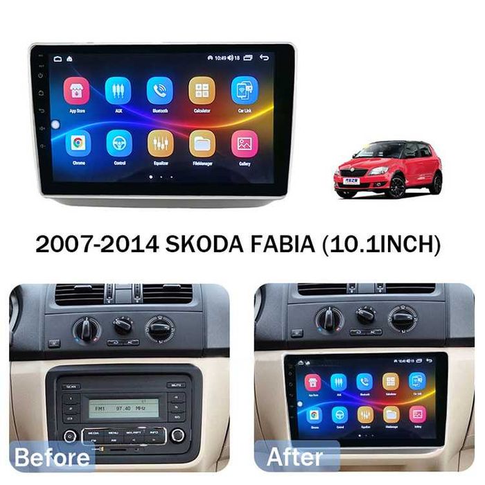 Магнітола Mekede 10" для Skoda Fabia 2 (2007-2014) GPS WiFi CarPlay