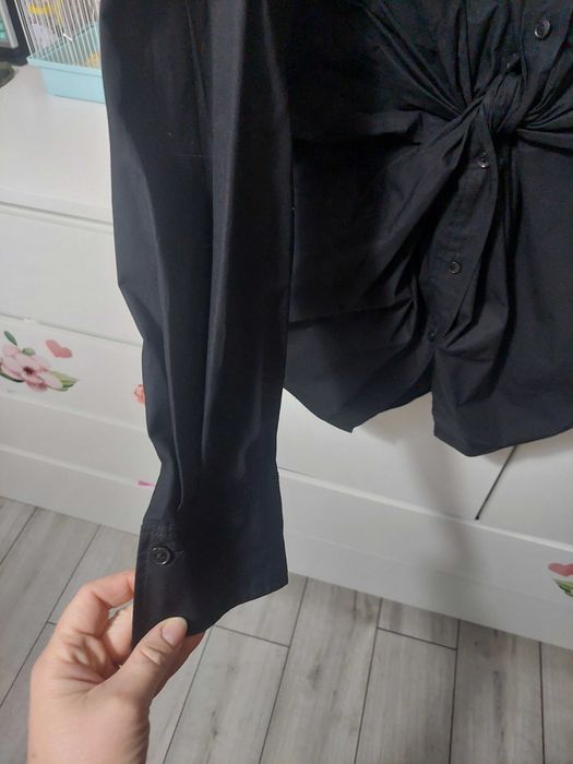 Elegancka koszula czarna przekładana  bawełna h&m M/L