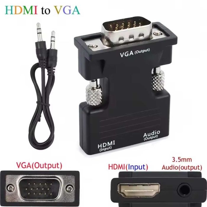 НОВЫЙ Переходник HDMI to VGA Converter HD + шнур Audio Cable 3,5 mm