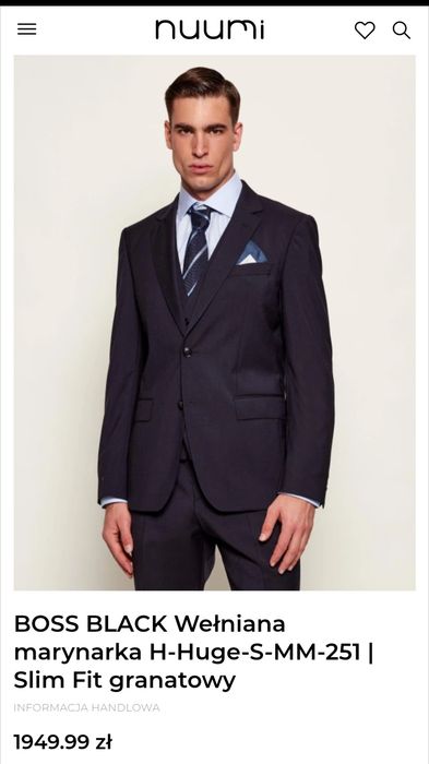 BOSS Wełniana marynarka H-Huge-S-MM-251 | Slim Fit granatowy