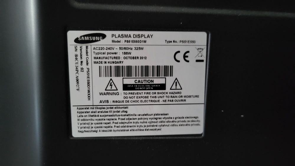 Samsung PS51E550D1W uszkodzony
