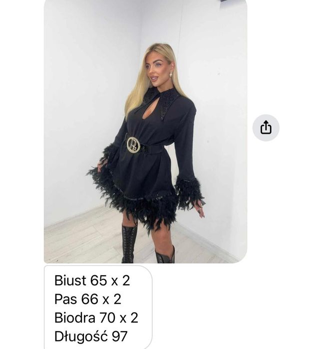 Piękna sukienka z piórami logo paparazzi fashion