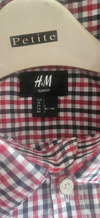 Koszula męska H&M Slim Fit rozmiar L  w  drobną kratkę