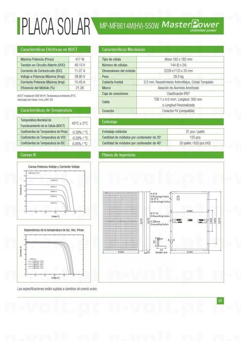 Painel Solar Fotovoltaico 550W Master Power