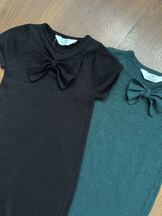 Сукня h&m 6-8 122-128 8-10 134-140 чорна з люрексом зелена смарагдова