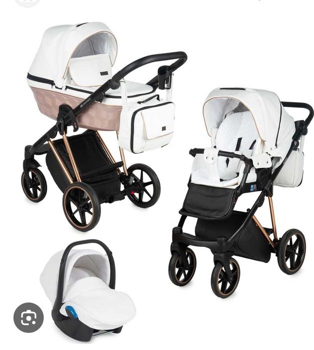 Wózek głęboko spacerowy Adamex Paolo Eco skóra 3 w 1 z fotelikiem