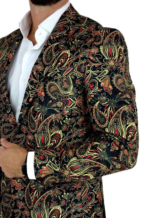 GIOVANNI PERA Marynarka Męska D612 paisley Kwiaty różne rozmiary