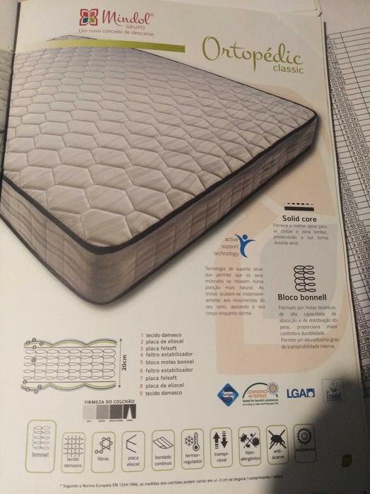 Colchão casal 200 x 140 Ortopédico, NOVO