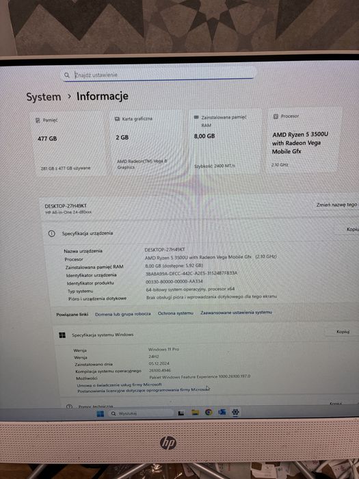Komputer HP all-in-one 24H2