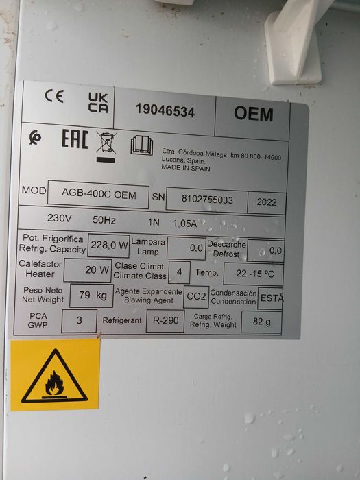 Arcas verticais de congelação.