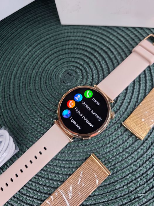 Złoty Smartwatch Damski LIGE 8gen Połączenia Bluetooth 2 paski NOWY