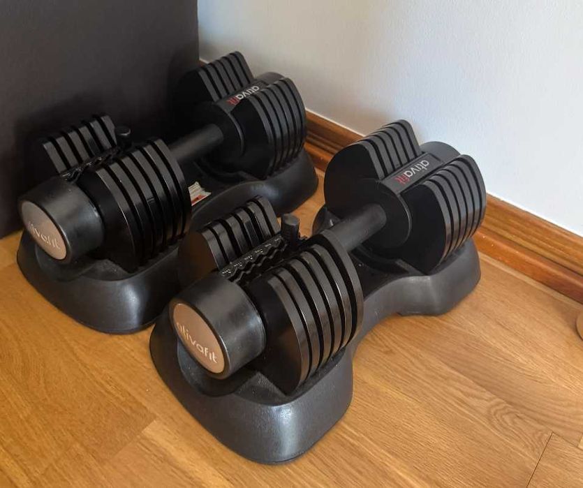 2 x 20KG ATIVAFIT Adjustable Dumbbell for Home Gym 2 x Halteres Ajustáveis ATIVAFIT de 20 kg para Ginásio em Casa