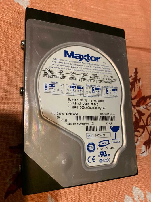 Раритетный жесткий диск Maxtor 15 GB