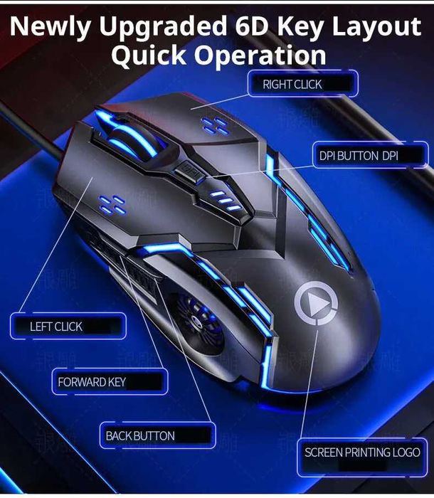 Бесшумная проводная компьютерная мышка