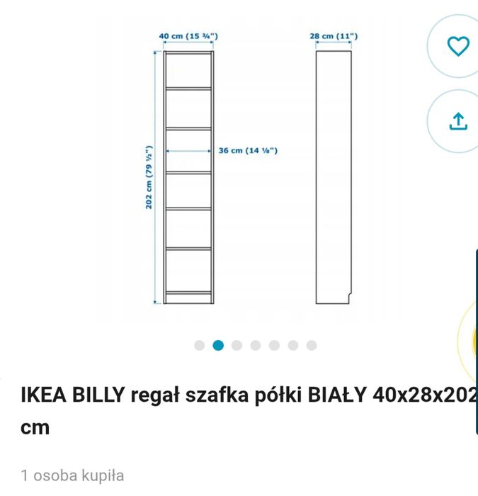 Słupek Ikea BIlly, regał, szafka 40x28x202