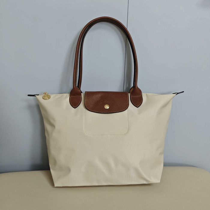 "Torba Damska"Longchamp_Le_Pliage_Nylon_Skóra_White