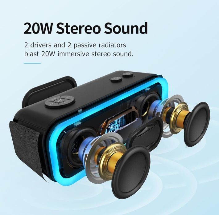 Głośnik Bluetooth DOSS SoundBox Pro 20W Bezprzewodowy Przenośny Czarny