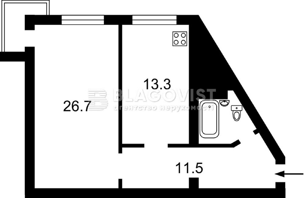 Продаж видова 1 кімнатної на Бажана 24/1